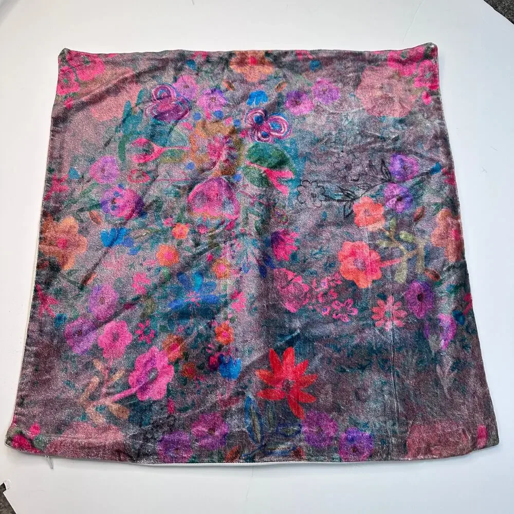 Natural Life Velvet Boho Folk Garden Pillow Sham Cover 18x18